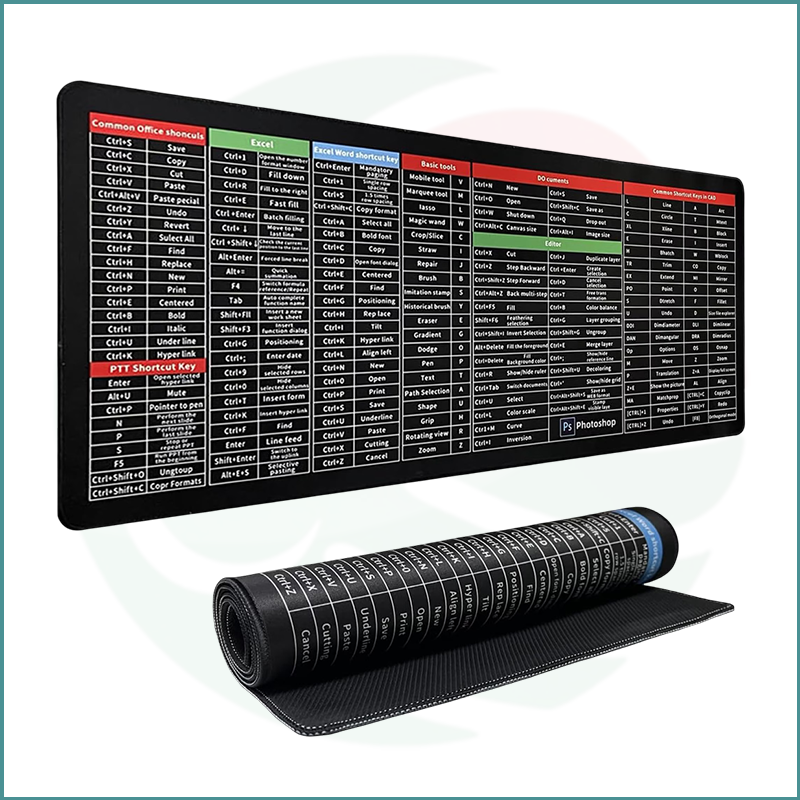 Shortcut Keys Mouse Pad | XL & XXL | Office Desk Mat